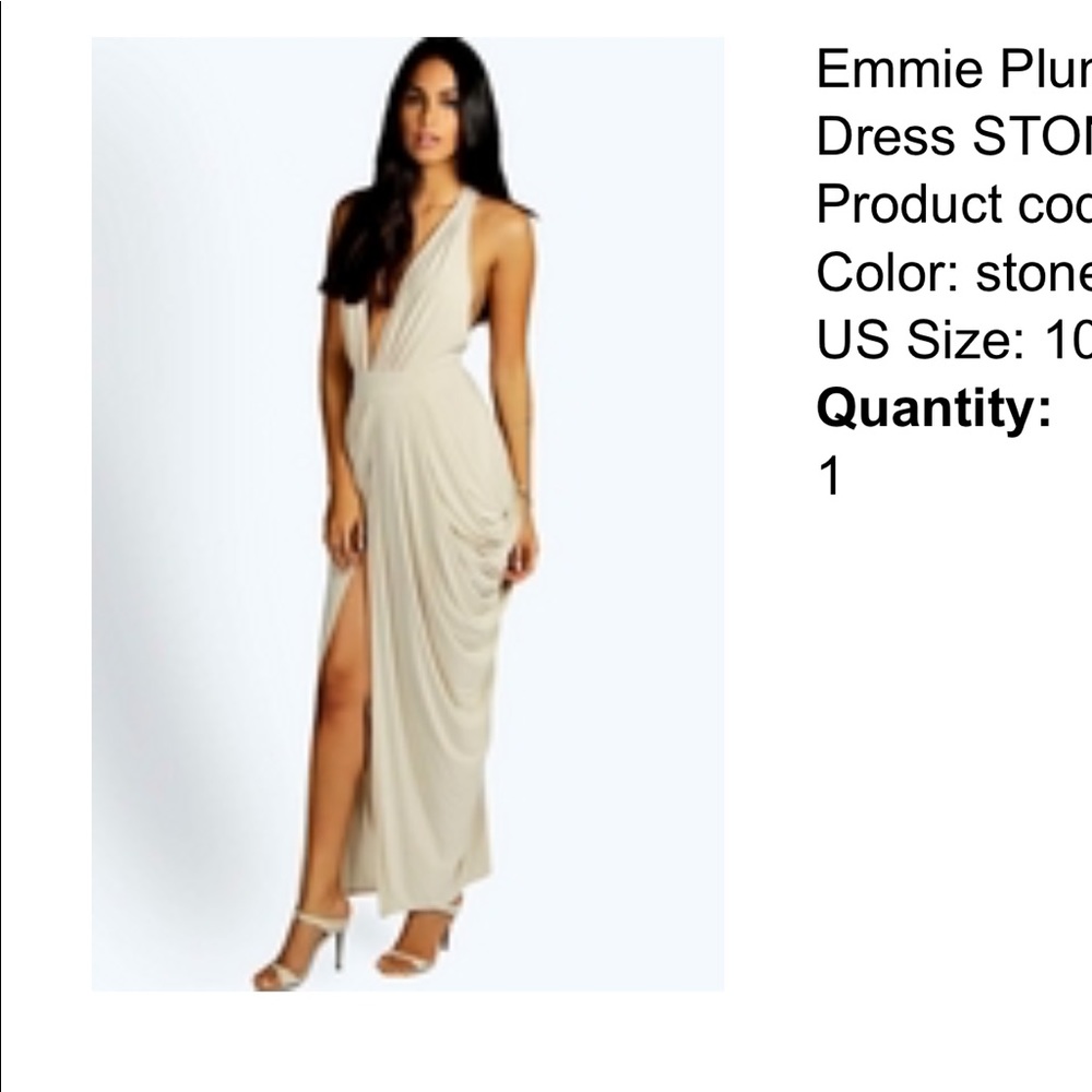cream plunge dress